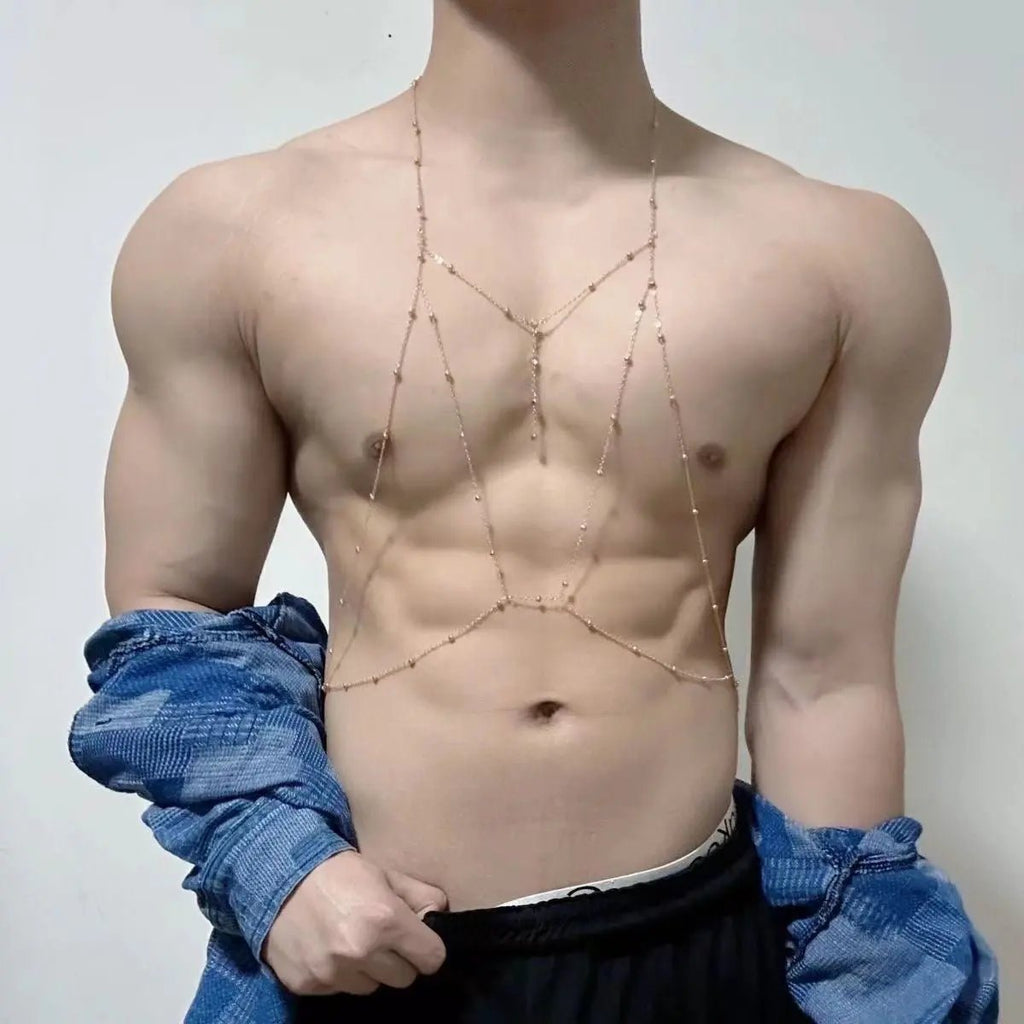 Bad Boy Body Chain for Men – Athletic Chest Chain Jewelry - CrimsonWhip