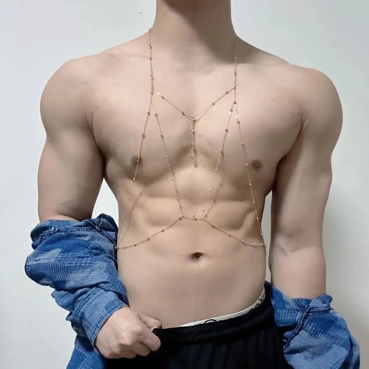 Bad Boy Body Chain for Men – Athletic Chest Chain Jewelry - CrimsonWhip