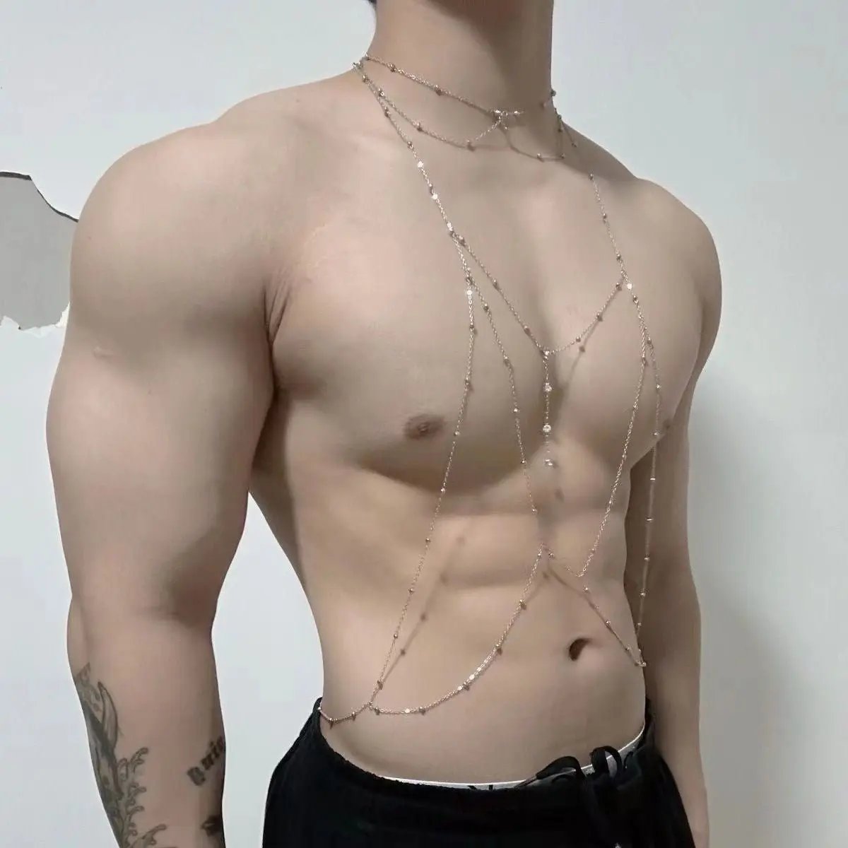 Bad Boy Body Chain for Men – Athletic Chest Chain Jewelry - CrimsonWhip