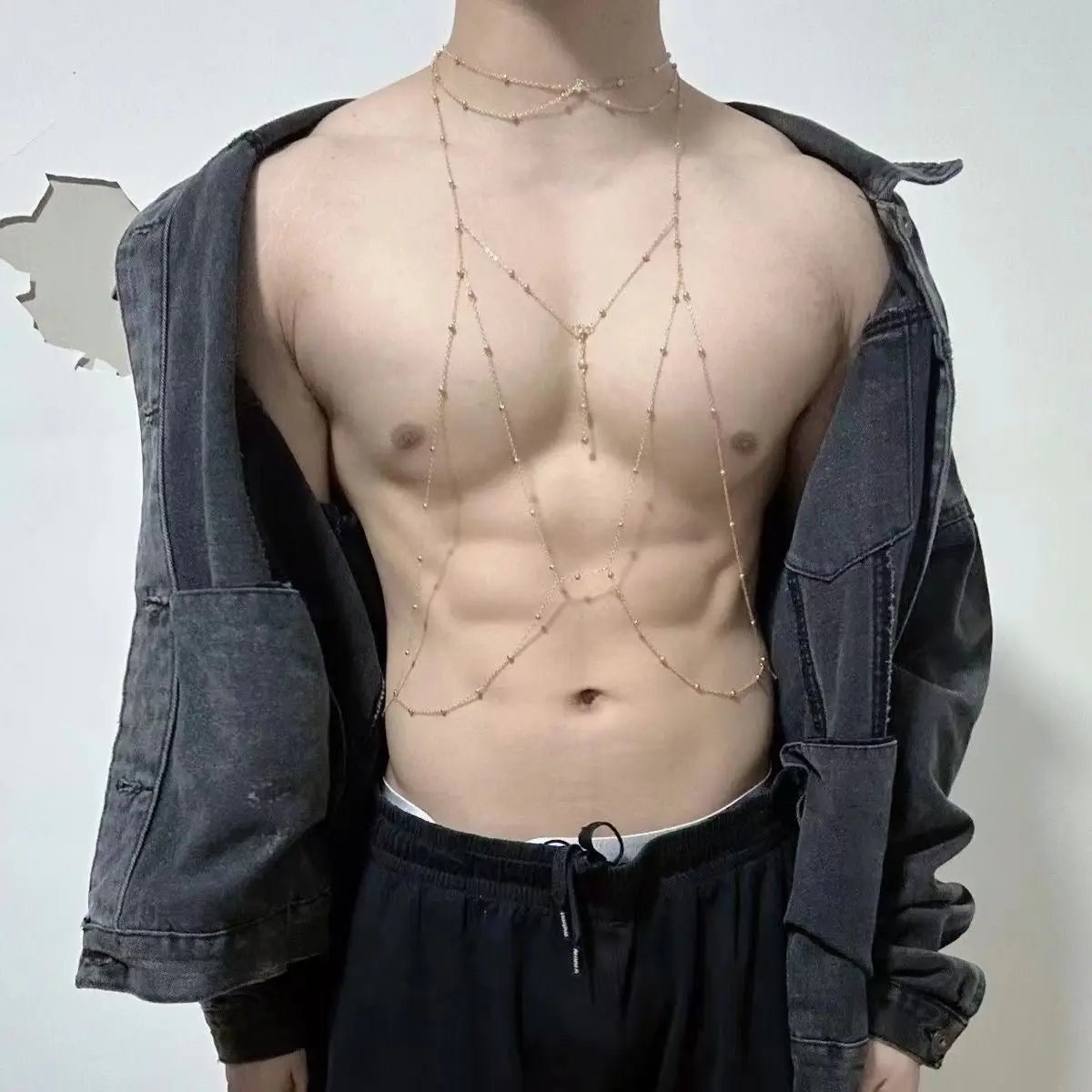 Bad Boy Body Chain for Men – Athletic Chest Chain Jewelry - CrimsonWhip