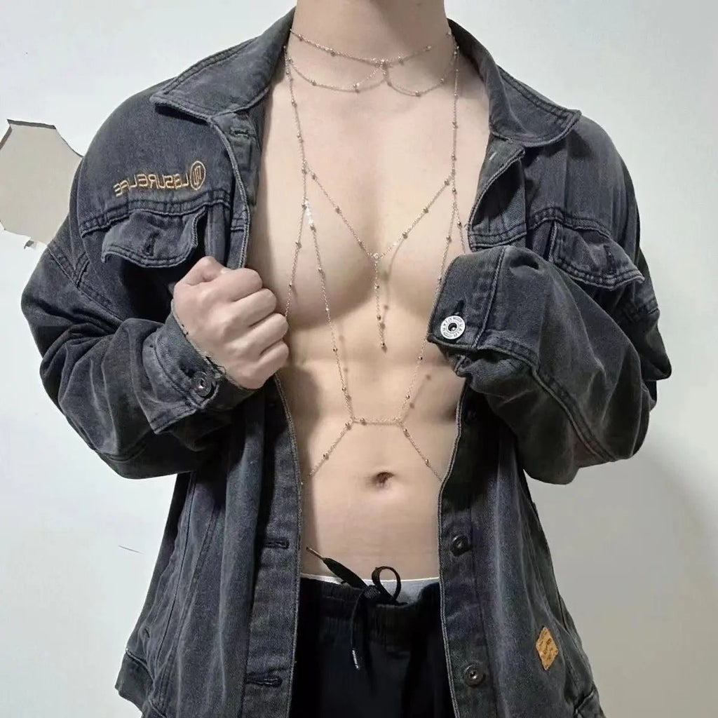 Bad Boy Body Chain for Men – Athletic Chest Chain Jewelry - CrimsonWhip