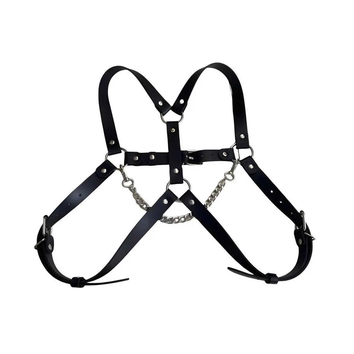 Men’s Punk Leather Chest Harness Body Chain – Adjustable Shoulder & Waist Belt - CrimsonWhip