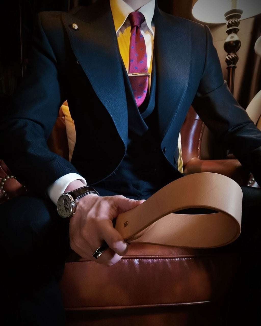 Original Leather Paddle – Foldable Whip X Design, Natural Tone - CrimsonWhip