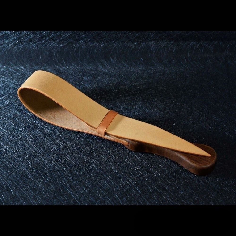 Original Leather Paddle – Foldable Whip X Design, Natural Tone - CrimsonWhip