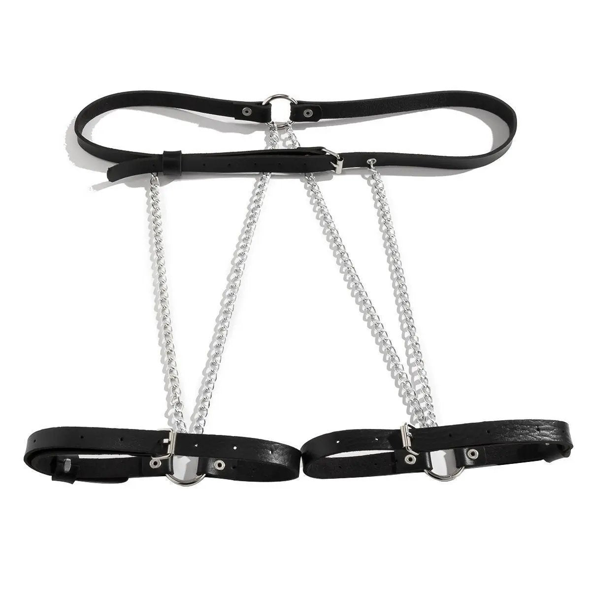 Punk Girl Chain Belt – Adjustable PU Strap Waist & Leg Harness - CrimsonWhip