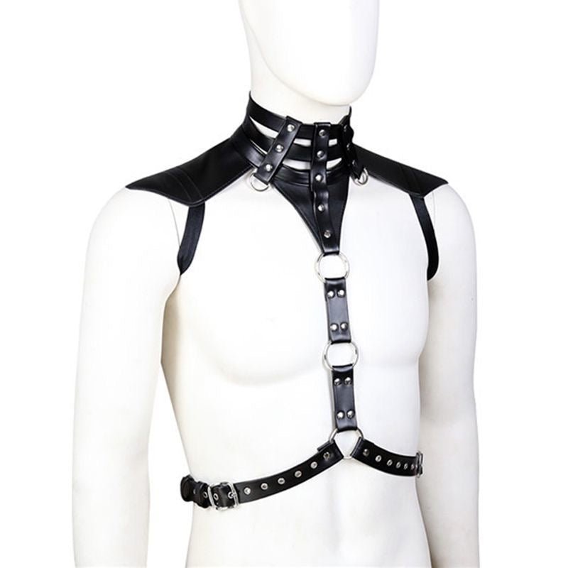 Punk Harness Belt for Men – Adjustable Alloy Chain Chest & Waist Strap - CrimsonWhip