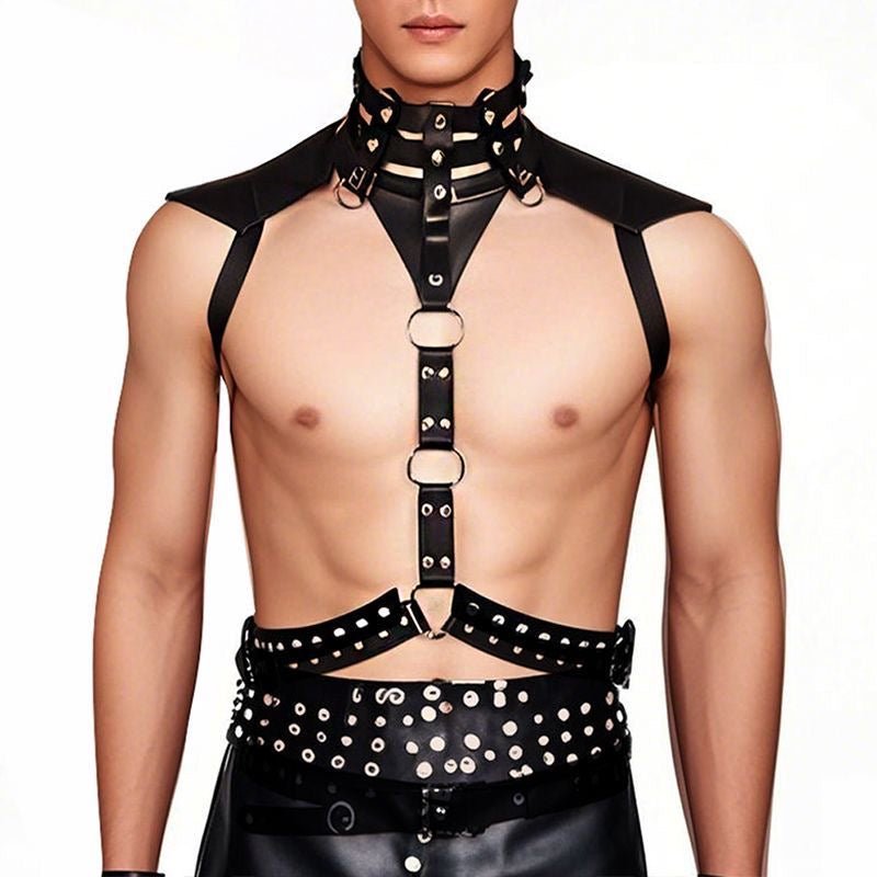 Punk Harness Belt for Men – Adjustable Alloy Chain Chest & Waist Strap - CrimsonWhip
